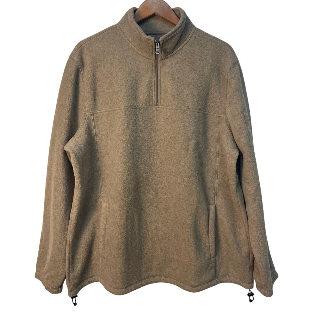Croft & Barrow Men's Tan Brown Taupe Quarter‎ Zip Lined Jacket Size XL